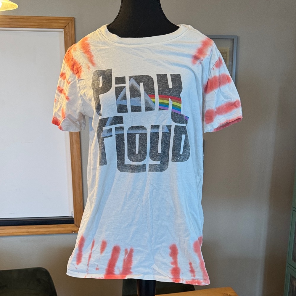 Pink Floyd White and Red Tie-Dye Short Sleeve Tee